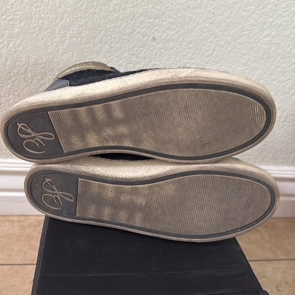 SAM EDELMAN Britt Snake Print Navy Fur Gold Metallic High Top Boot Sneaker 10 - Picture 8 of 12